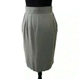 Vintage Wool  Pencil Skirt Side Pockets Lined Green Size 10